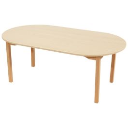TABLE PLATEAU MÉLAMINÉ - PIÉTEMENT BOIS - Ovale 150x80 cm