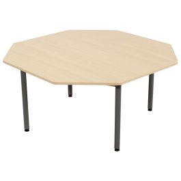 TABLE PLATEAU MÉLAMINÉ - PIÉTEMENT MÉTAL - Octogone Ø 120 cm