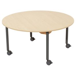 TABLE PLATEAU MÉLAMINÉ - PIÉTEMENT À ROULETTES - Ronde Ø 120 cm