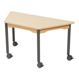 TABLE PLATEAU MÉLAMINÉ - PIÉTEMENT À ROULETTES - Trapèze 120x60 cm