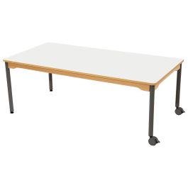 TAFEL MET GELAMINEERD BLAD - METALEN ONDERSTEL EN WIELTJES - Rechthoekig 160 x...
