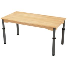 TABLE EN HÊTRE MASSIF NATURE - RÉGLABLE EN HAUTEUR - Rectangle 120x60 cm