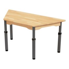 TABLE EN HÊTRE MASSIF NATURE - RÉGLABLE EN HAUTEUR - Trapèze 120x60 cm