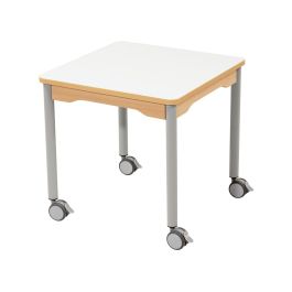 TABLE PLATEAU EFFAÇABLE - PIÉTEMENT À  ROULETTES - Carré 60x60 cm