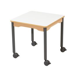 TABLE PLATEAU EFFAÇABLE - PIÉTEMENT À  ROULETTES - Carré 60x60 cm