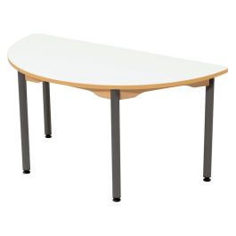 TABLE PLATEAU EFFAÇABLE - PIÉTEMENT MÉTAL - Demi-rond 120x60 cm