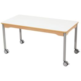 TABLE PLATEAU EFFAÇABLE - PIÉTEMENT À  ROULETTES - Rectangle 120x60 cm