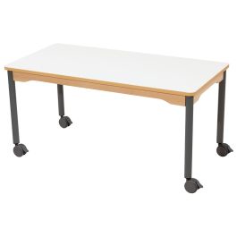TABLE PLATEAU EFFAÇABLE - PIÉTEMENT À  ROULETTES - Rectangle 120x60 cm