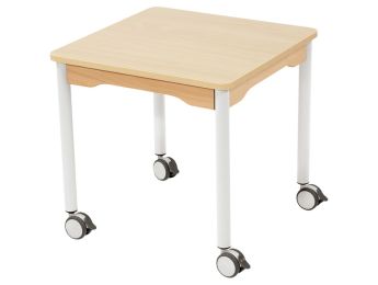TABLE PLATEAU STRATIFIÉ - PIÉTEMENT À ROULETTES - Carré 60x60 cm