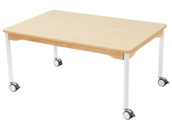 TISCH MIT BESCHICHTETER TISCHPLATTE - FUSSTEIL MIT ROLLEN - Rechteckig 120x80 cm