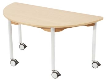 TISCH MIT BESCHICHTETER PLATTE - FUSSTEIL MIT ROLLEN - Halbrund 120x60 cm