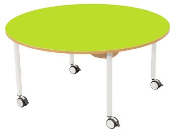 TISCH MIT BESCHICHTETER TISCHPLATTE - FUSSTEIL MIT ROLLEN - Rund Ø 120 cm