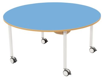 TISCH MIT BESCHICHTETER TISCHPLATTE - FUSSTEIL MIT ROLLEN - Rund Ø 120 cm