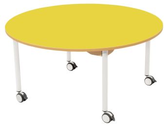 TISCH MIT BESCHICHTETER TISCHPLATTE - FUSSTEIL MIT ROLLEN - Rund Ø 120 cm