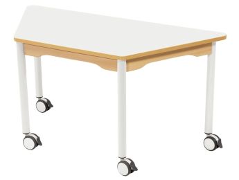 TISCH MIT BESCHICHTETER TISCHPLATTE - FUSSTEIL MIT ROLLEN - Trapezform 120x60 cm