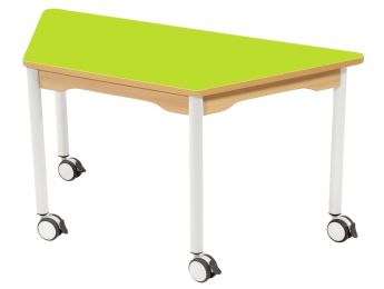 TISCH MIT BESCHICHTETER TISCHPLATTE - FUSSTEIL MIT ROLLEN - Trapezform 120x60 cm