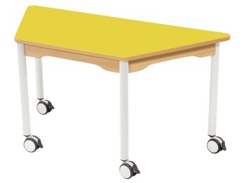 TISCH MIT BESCHICHTETER TISCHPLATTE - FUSSTEIL MIT ROLLEN - Trapezform 120x60 cm