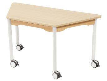 TISCH MIT BESCHICHTETER TISCHPLATTE - FUSSTEIL MIT ROLLEN - Trapezform 120x60 cm
