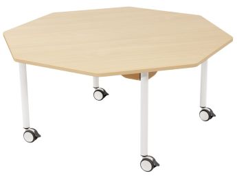 TISCH MIT BESCHICHTETER TISCHPLATTE - FUSSTEIL MIT ROLLEN - Achteckig Ø 120 cm.
