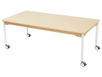 TISCH MIT BESCHICHTETER TISCHPLATTE - FUSSTEIL MIT ROLLEN - Rechteckig 160x80 cm