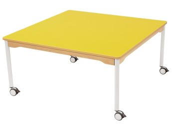 TISCH MIT BESCHICHTETER TISCHPLATTE - FUSSTEIL MIT ROLLEN - Viereckig 120x120 cm