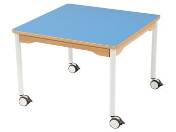 TISCH MIT BESCHICHTETER TISCHPLATTE - FUSSTEIL MIT ROLLEN - Viereckig 80x80 cm