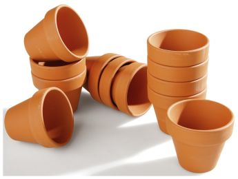 TERRACOTTA POTS TO DECORATE Height: 12 cm