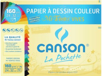 TASCHE MIT PAPIERBÖGEN CANSON 160 g Lebendige Farben