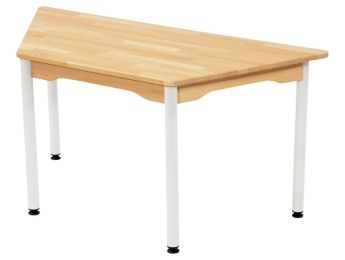 TISCH AUS MASSIVER BUCHE NATURE - METALLFUSSTEIL - Trapezform 120x60 cm