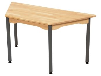 TISCH AUS MASSIVER BUCHE NATURE - METALLFUSSTEIL - Trapezform 120x60 cm T00