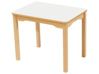 TISCH MIT BESCHICHTETER TISCHPLATTE - FUSSTEIL AUS HOLZ - Rechteckig 70x50 cm