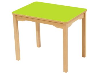 TISCH MIT BESCHICHTETER TISCHPLATTE - FUSSTEIL AUS HOLZ - Rechteckig 70x50 cm