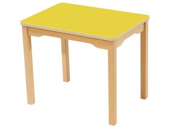 TISCH MIT BESCHICHTETER TISCHPLATTE - FUSSTEIL AUS HOLZ - Rechteckig 70x50 cm