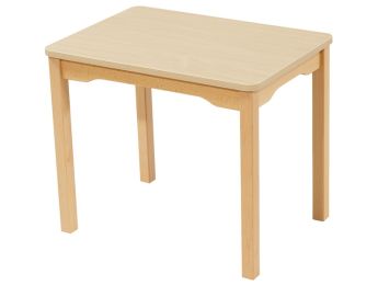 TISCH MIT BESCHICHTETER TISCHPLATTE - FUSSTEIL AUS HOLZ - Rechteckig 70x50 cm