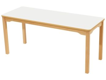 TISCH MIT BESCHICHTETER TISCHPLATTE - FUSSTEIL AUS HOLZ - Rechteckig 130x50 cm