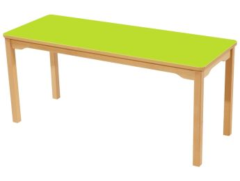 TISCH MIT BESCHICHTETER TISCHPLATTE - FUSSTEIL AUS HOLZ - Rechteckig 130x50 cm