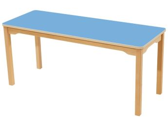 TISCH MIT BESCHICHTETER TISCHPLATTE - FUSSTEIL AUS HOLZ - Rechteckig 130x50 cm