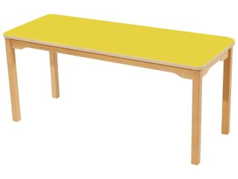 TISCH MIT BESCHICHTETER TISCHPLATTE - FUSSTEIL AUS HOLZ - Rechteckig 130x50 cm