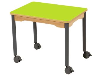 TABLE PLATEAU STRATIFIÉ - PIÉTEMENT À ROULETTES - Rectangle 70x50 cm