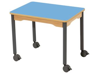 TABLE PLATEAU STRATIFIÉ - PIÉTEMENT À ROULETTES - Rectangle 70x50 cm