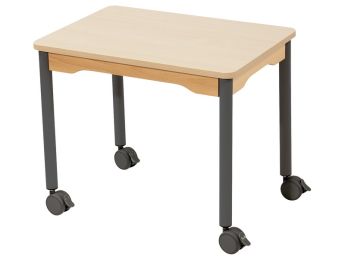 TABLE PLATEAU STRATIFIÉ - PIÉTEMENT À ROULETTES - Rectangle 70x50 cm