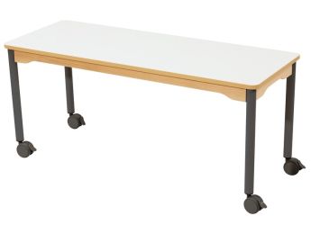 TISCH MIT BESCHICHTETER TISCHPLATTE - FUSSTEIL MIT ROLLEN - Rechteckig 130x50 cm