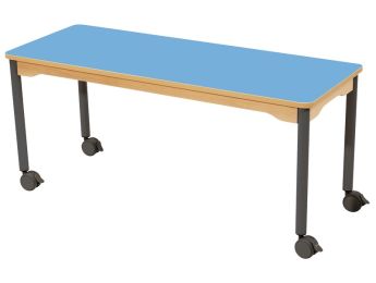 TISCH MIT BESCHICHTETER TISCHPLATTE - FUSSTEIL MIT ROLLEN - Rechteckig 130x50 cm