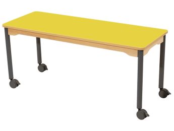 TISCH MIT BESCHICHTETER TISCHPLATTE - FUSSTEIL MIT ROLLEN - Rechteckig 130x50 cm