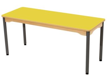 TISCH MIT BESCHICHTETER TISCHPLATTE - METALLFUSSTEIL GRAU - Rechteckig 130x50 cm