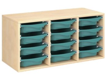 MÖBELSTÜCK MIT MELAMINBESCHICHTUNG H: 51 cm - L: 105 cm 12 Behälter auf...