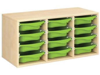 MEUBLE MÉLAMINÉ H: 51 cm - L: 105 cm 12 bacs sur rails