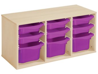 MEUBLE MÉLAMINÉ H: 51 cm - L: 105 cm 9 bacs sur rails