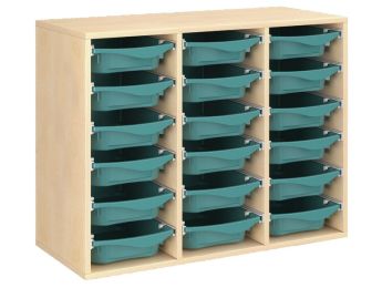 MÖBELSTÜCK MIT MELAMINBESCHICHTUNG H: 81 cm - L: 105 cm 18 Behälter auf...