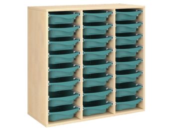 MÖBELSTÜCK MIT MELAMINBESCHICHTUNG H: 102 cm - L: 105 cm 24 Behälter auf...